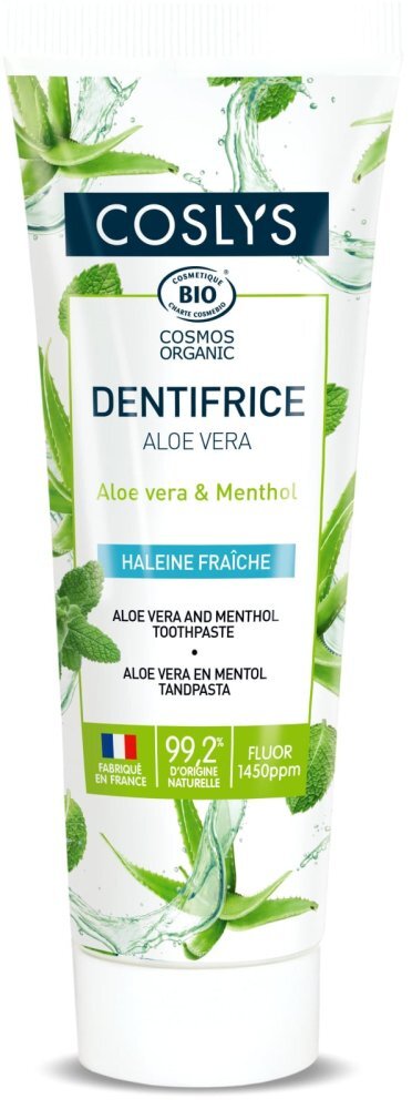Coslys Pasta de dinti Bio eliminarea placii bacteriene cu aloe vera si mentol 100g