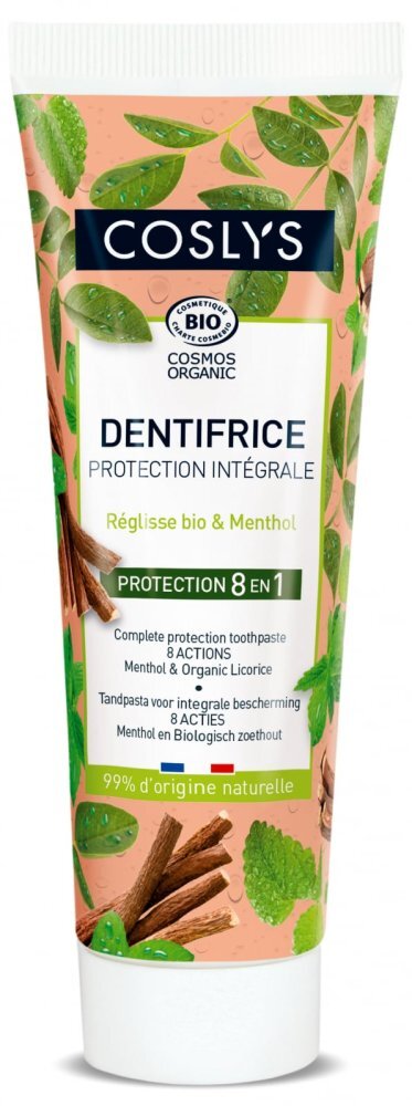 Coslys Pasta de dinti Bio protectie completa 8 in 1 cu mentol si lemn dulce 100g