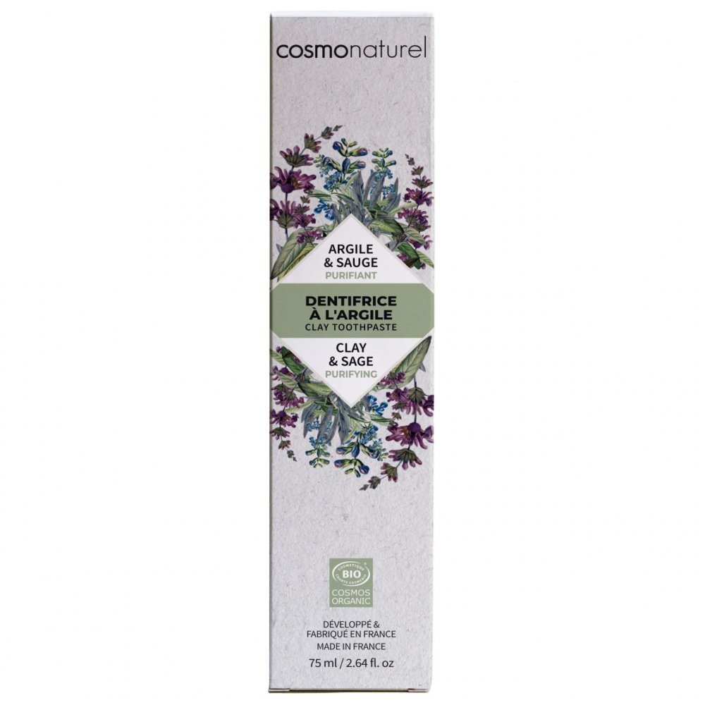 COSMO NATUREL Pasta de dinti bio pentru curatarea dintilor cu argila si salvie 75 ml