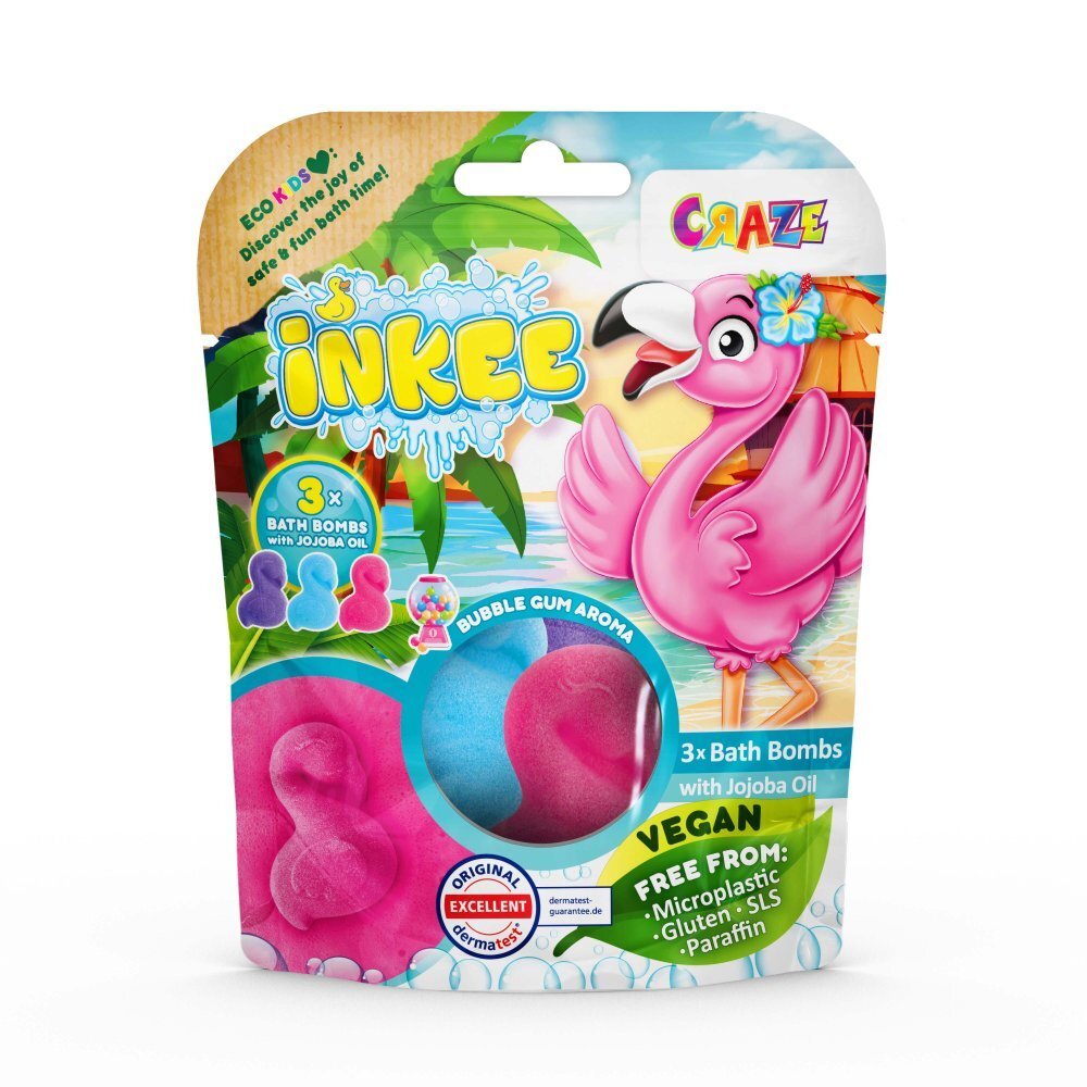 Craze Bombe de baie Inkee 3 bucati asortate in forma de Flamingo
