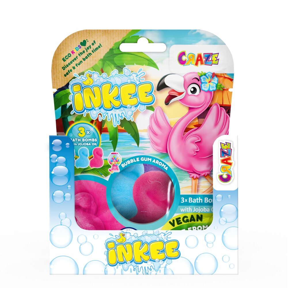 Craze Bombe de baie Inkee 3 bucati asortate in forma de Flamingo