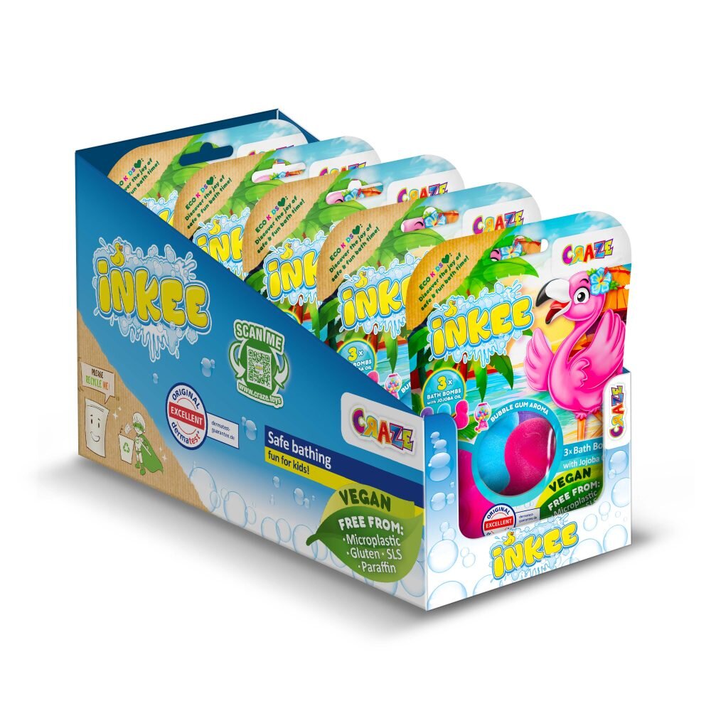Craze Bombe de baie Inkee 3 bucati asortate in forma de Flamingo