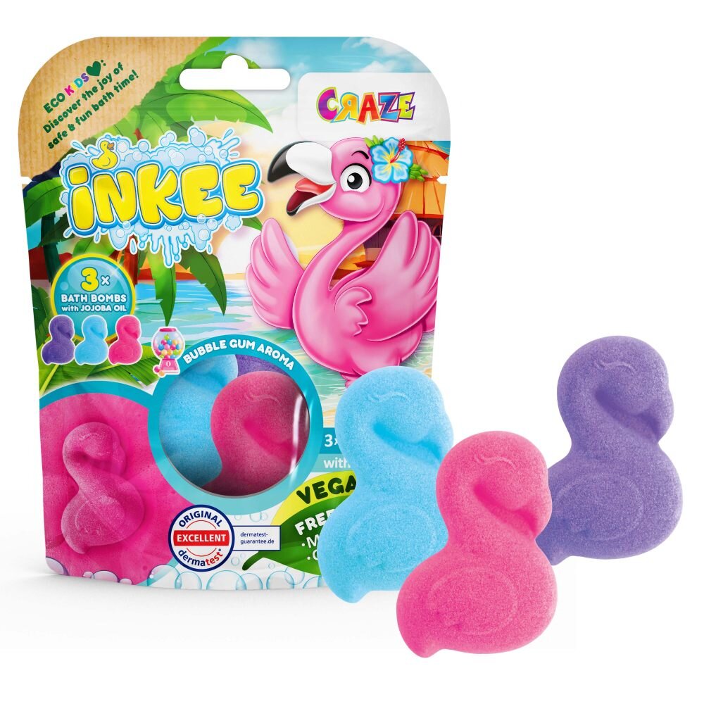 Craze Bombe de baie Inkee 3 bucati asortate in forma de Flamingo