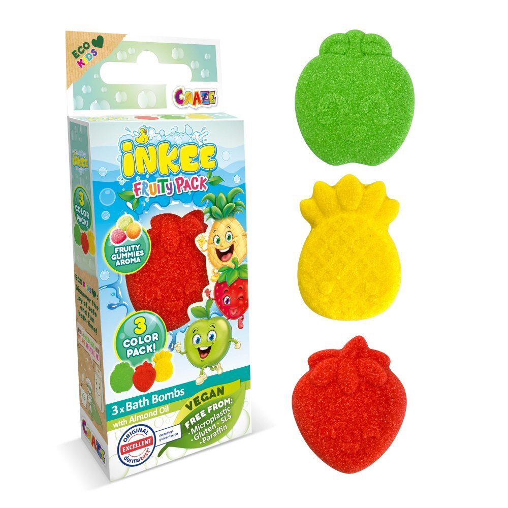 Craze Bombe de baie Inkee 3 bucati asortate in forma de fructe