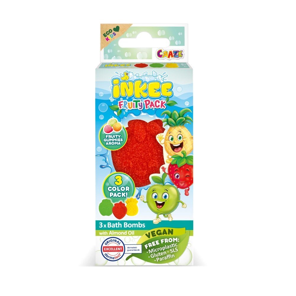 Craze Bombe de baie Inkee 3 bucati asortate in forma de fructe