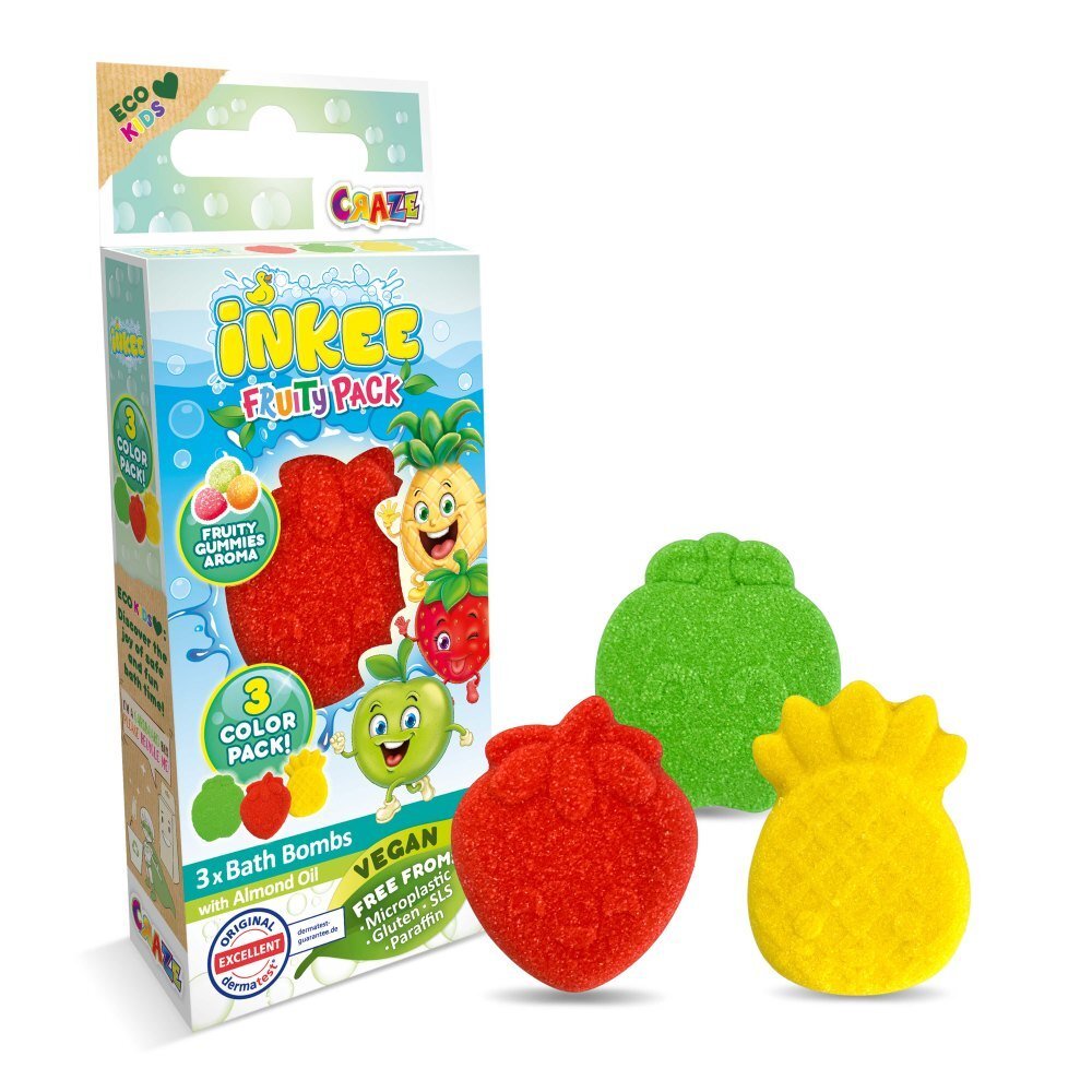Craze Bombe de baie Inkee 3 bucati asortate in forma de fructe
