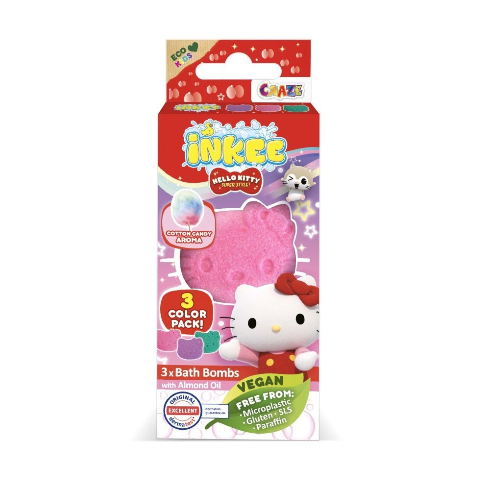 Craze Bombe de baie Inkee 3 bucati asortate in forma de Hello Kitty