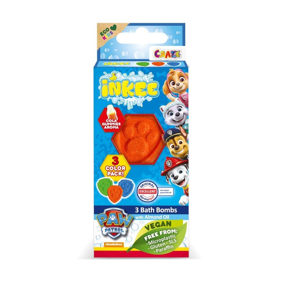 Craze Bombe de baie Inkee 3 bucati asortate in forma de labuta Paw Patrol