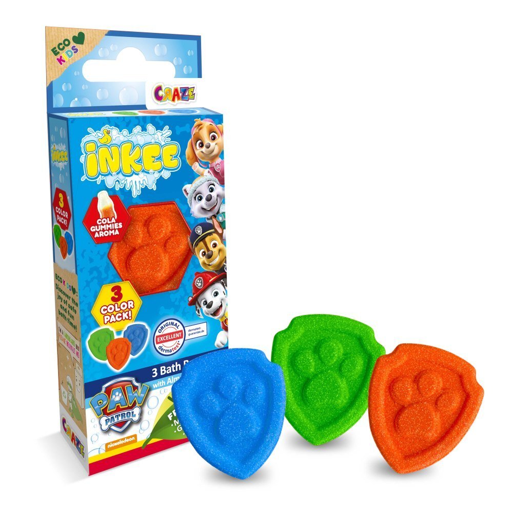 Craze Bombe de baie Inkee 3 bucati asortate in forma de labuta Paw Patrol
