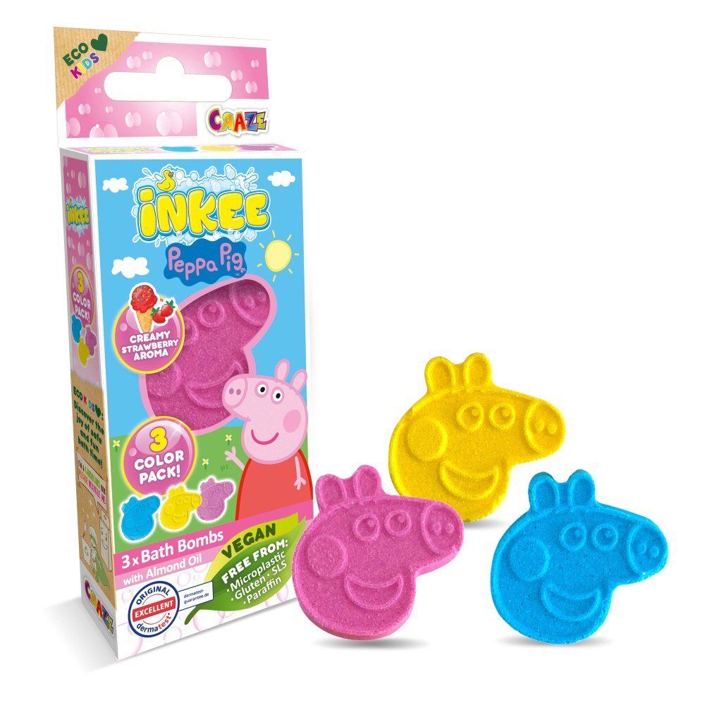Craze Bombe de baie Inkee 3 bucati asortate in forma de Peppa Pig