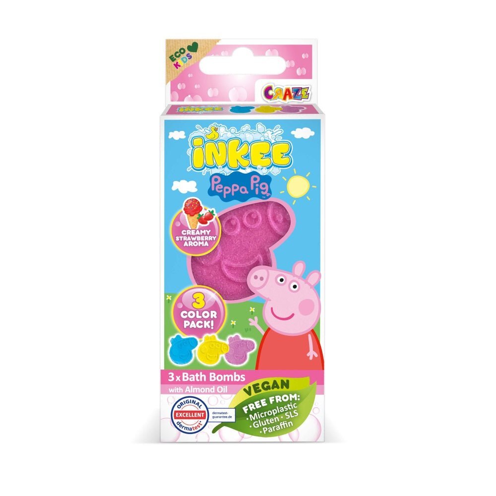 Craze Bombe de baie Inkee 3 bucati asortate in forma de Peppa Pig