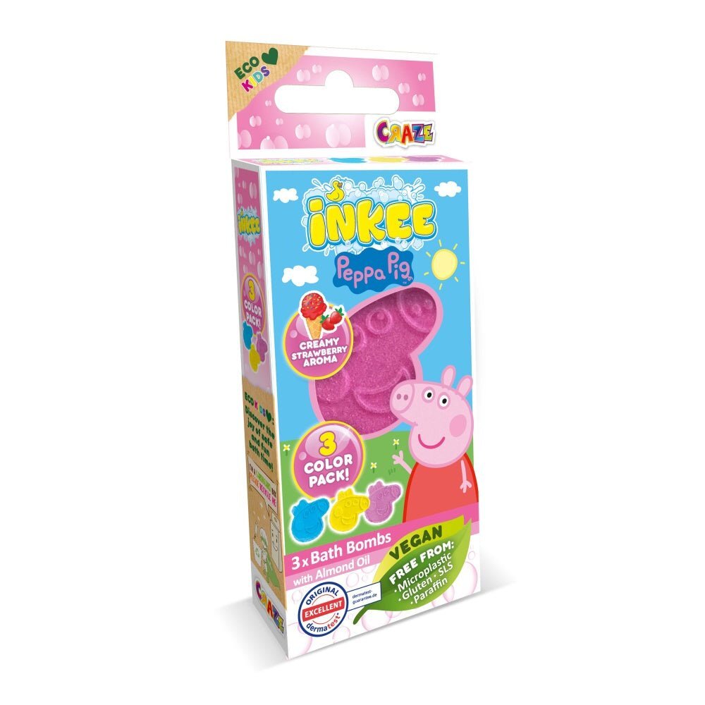 Craze Bombe de baie Inkee 3 bucati asortate in forma de Peppa Pig