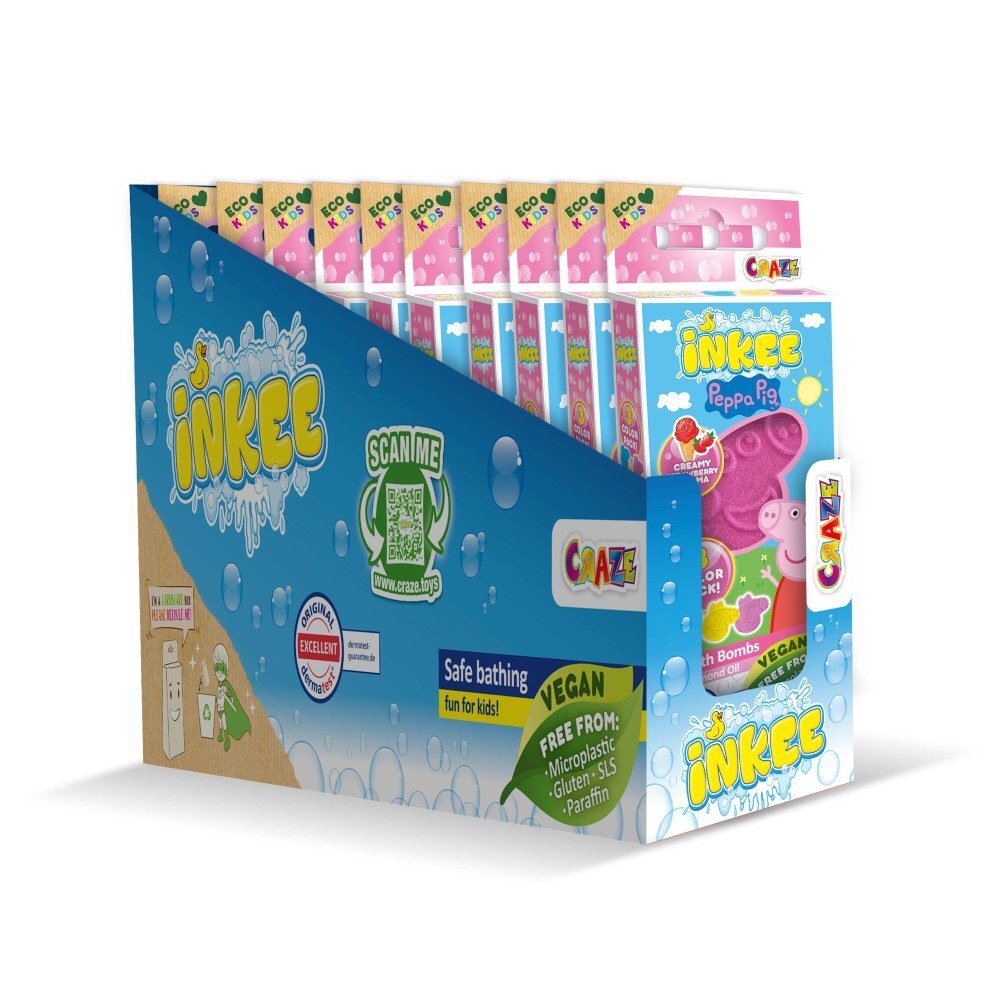 Craze Bombe de baie Inkee 3 bucati asortate in forma de Peppa Pig