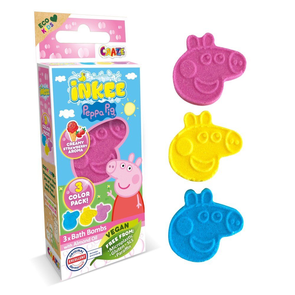 Craze Bombe de baie Inkee 3 bucati asortate in forma de Peppa Pig
