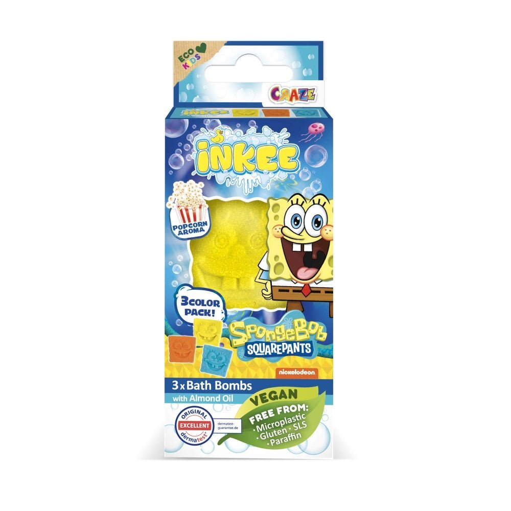 Craze Bombe de baie Inkee 3 bucati asortate in forma de SpongeBob