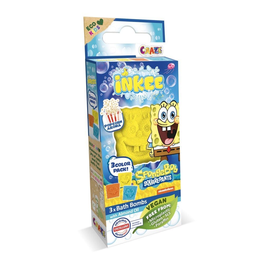 Craze Bombe de baie Inkee 3 bucati asortate in forma de SpongeBob