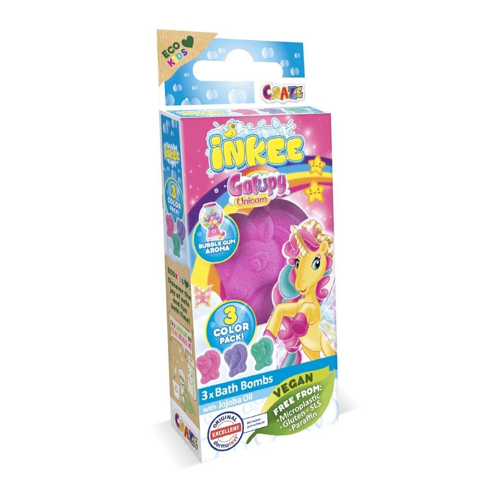 Craze Bombe de baie Inkee 3 bucati asortate in forma de unicorn