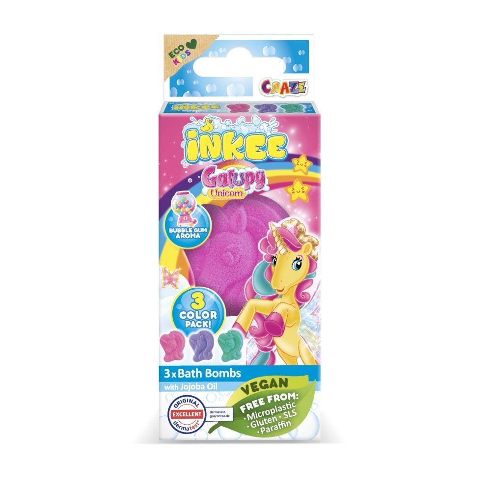 Craze Bombe de baie Inkee 3 bucati asortate in forma de unicorn
