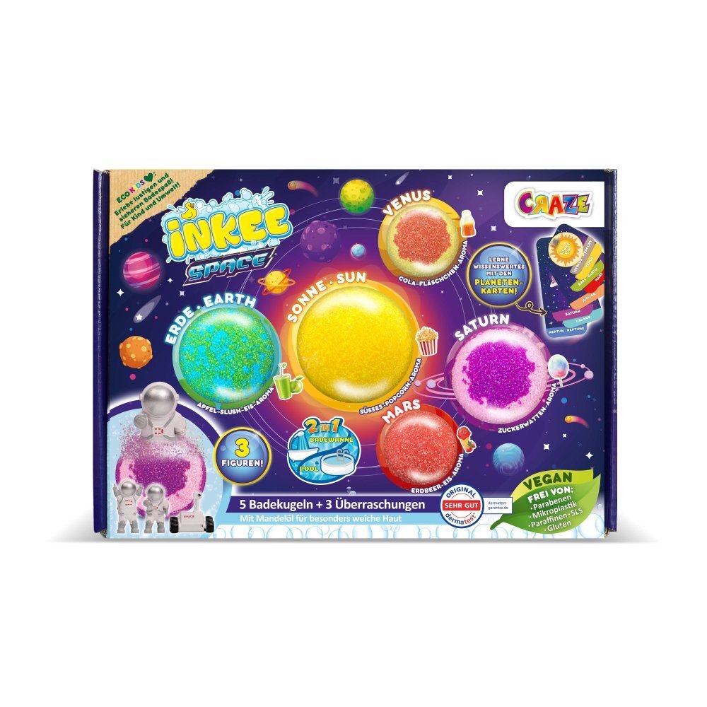 Craze Set 5 bile de baie Inkee Sistemul Solar si 3 surprize