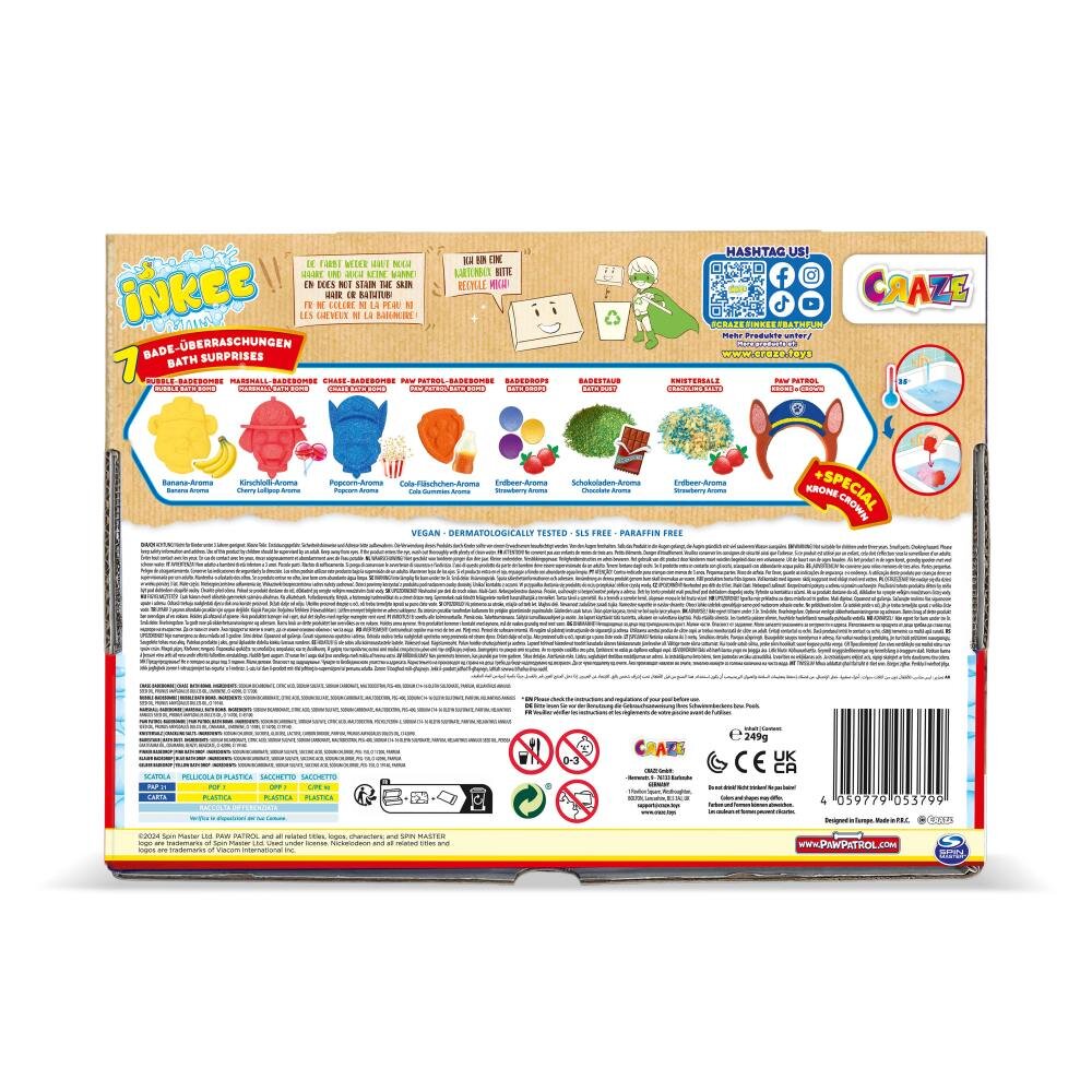 Craze Set cadou de baie Inkee cu 7 surprize Paw Patrol