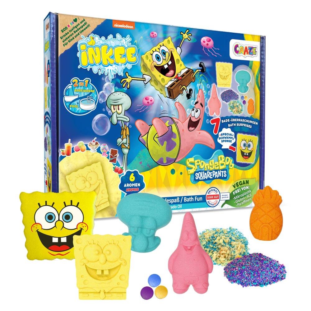 Craze Set cadou de baie Inkee cu 7 surprize SpongeBob