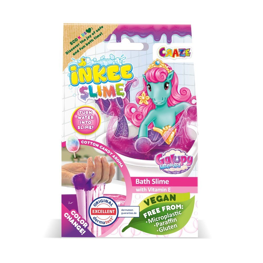 Craze Slime de baie sirena Galupy cu vitamina E si culoare schimbatoare de la roz la mov
