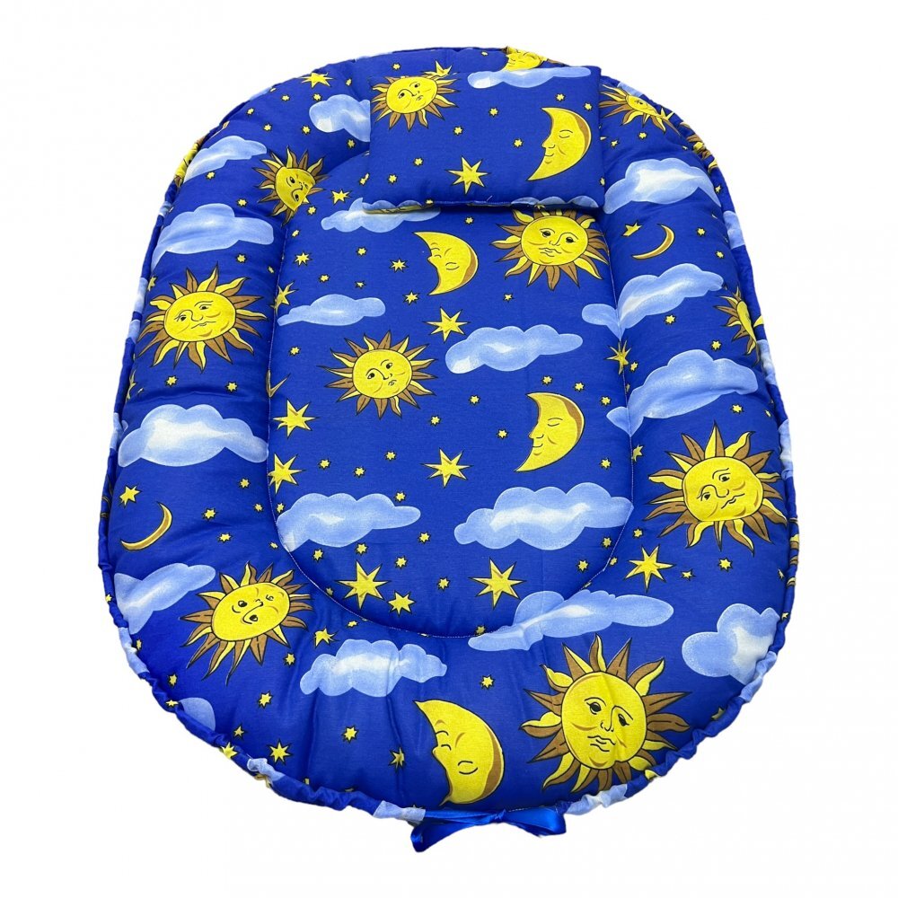 Croitoria Noastra Cuib bebe si salteluta de joaca cu perna slim Soarele si luna