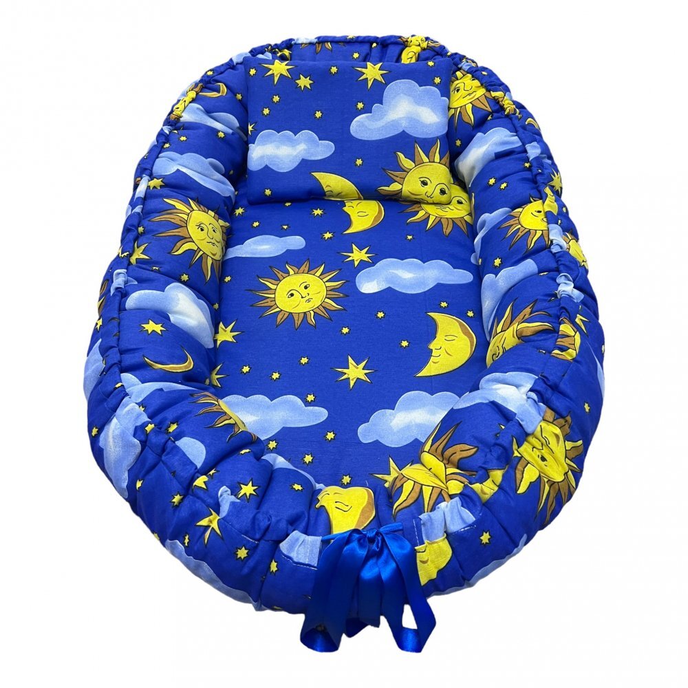 Croitoria Noastra Cuib bebe si salteluta de joaca cu perna slim Soarele si luna