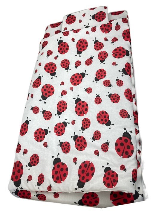 Croitoria Noastra Lenjerie de pat 3 piese cu cearceaf plapumioara si pernuta slim 120x60 cm buburuze