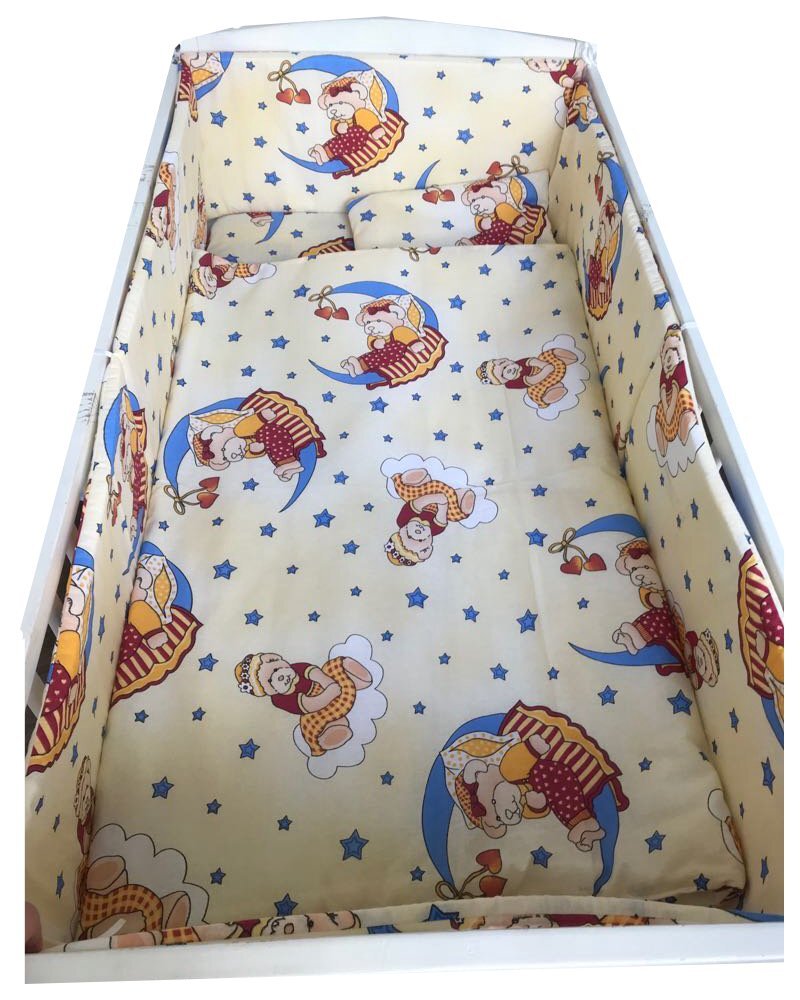 Croitoria Noastra Lenjerie patut cu 5 piese Bunica Ursulet galben 120x60 cm