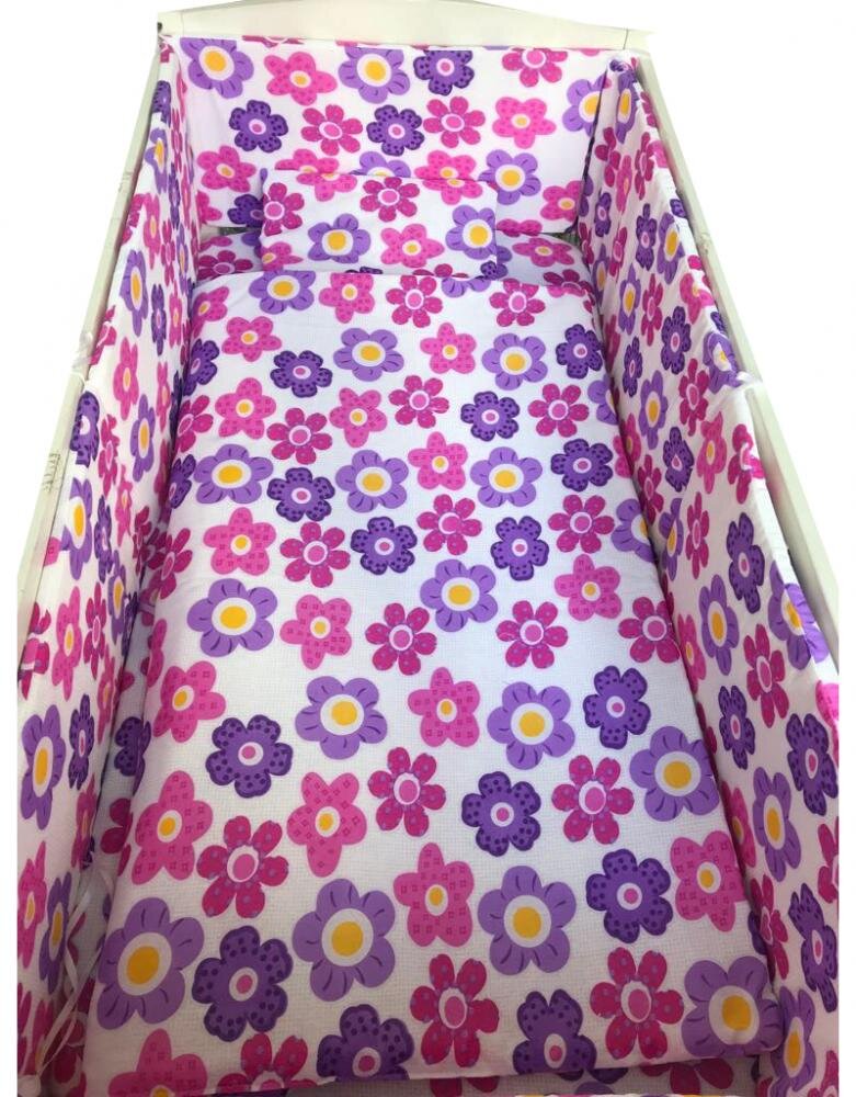 Croitoria Noastra Lenjerie patut cu 5 piese Floricele 140x70 cm