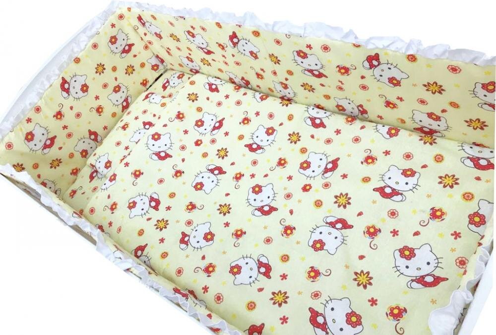 Croitoria Noastra Lenjerie patut cu 5 piese Hello Kitty 140x70 cm