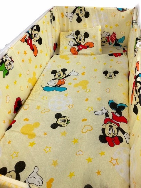 Croitoria Noastra Lenjerie patut cu 5 piese Mickey Mouse 120x60 cm