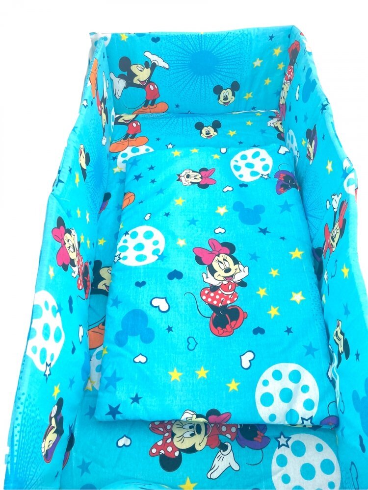 Croitoria Noastra Lenjerie patut cu 5 piese Mickey turquoise 140x70 cm