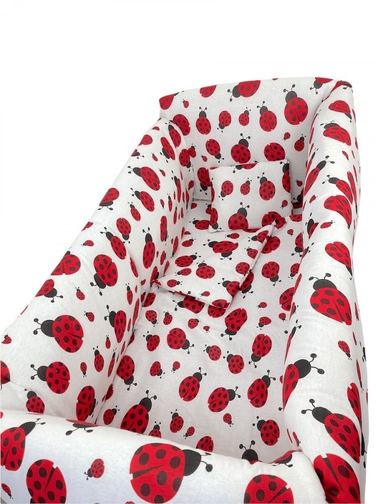 Croitoria Noastra Lenjerie patut cu 5 piese si aparatori Maxi 120x60 cm buburuze