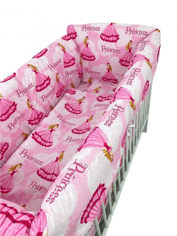 Croitoria Noastra Lenjerie patut cu 5 piese si aparatori Maxi 120x60 cm printese la bal pe roz