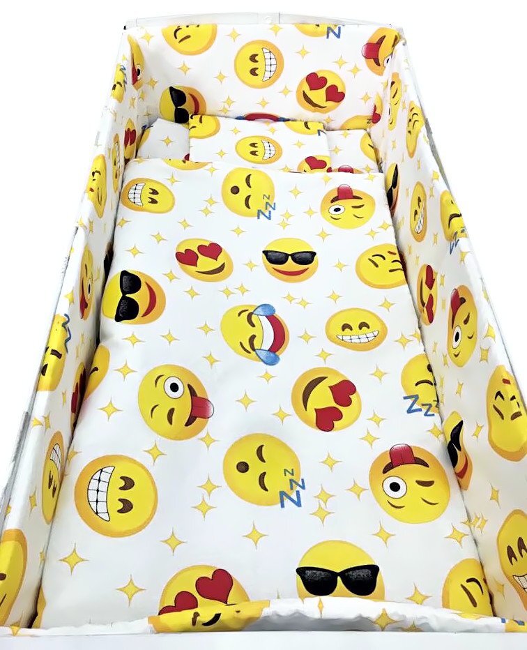Croitoria Noastra Lenjerie patut cu 5 piese Smiley Faces 120x60 cm
