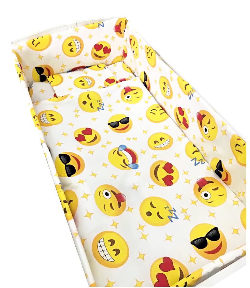 Croitoria Noastra Lenjerie patut cu 5 piese Smiley Faces 140x70 cm