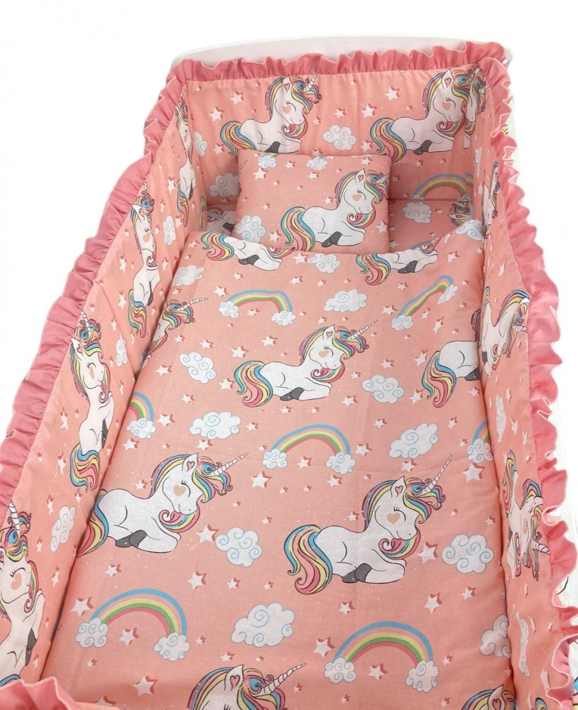 Croitoria Noastra Lenjerie patut cu 5 piese Unicorni 140x70 cm