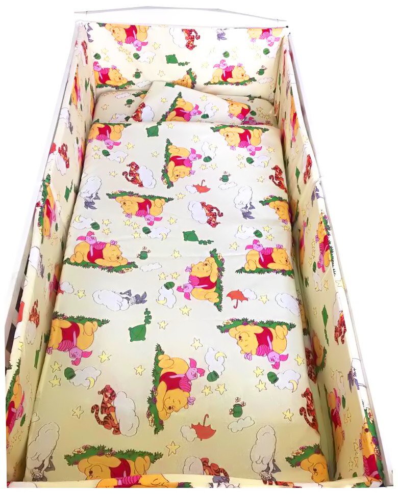 Croitoria Noastra Lenjerie patut cu 5 piese Winnie de Plus galben 140x70 cm