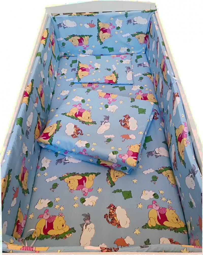 Croitoria Noastra Lenjerie patut cu 5 piese Winnie The Pooh albastru 120x60 cm