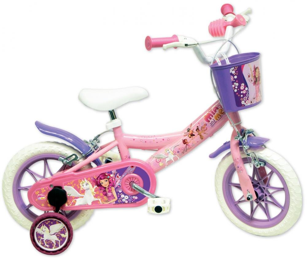 DENVER Bicicleta pentru copii MiaMe 12 inch frana de mana pe ambele roti scaun si ghidon ajustabile roti ajutatoare detasabile