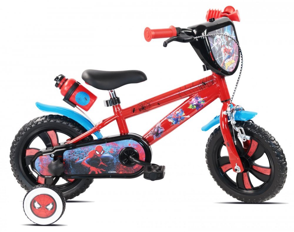 DENVER Bicicleta pentru copii Spiderman 12 inch frana de mana pe ambele roti claxon aparatoare noroi fata si spate roti cauciuc Eva