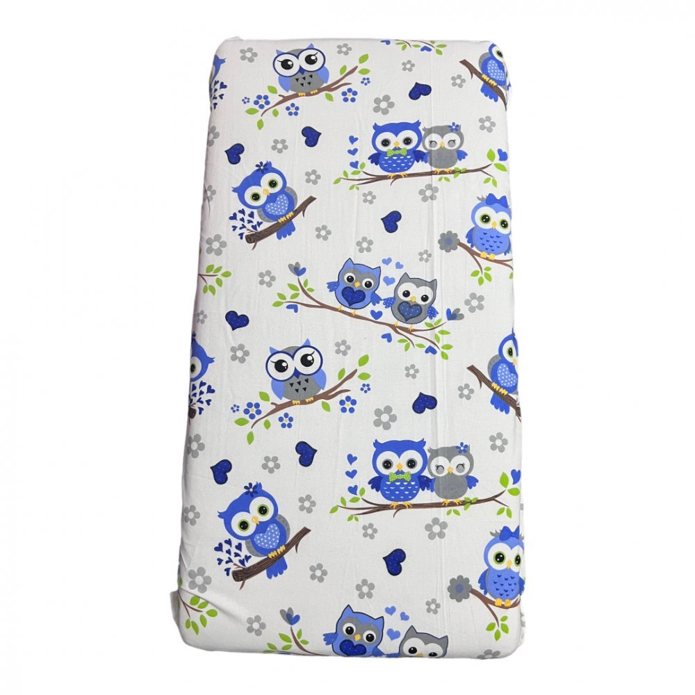 DESEDA Cearsaf cu elastic pe colt 120x60 cm Bufnite Albastre