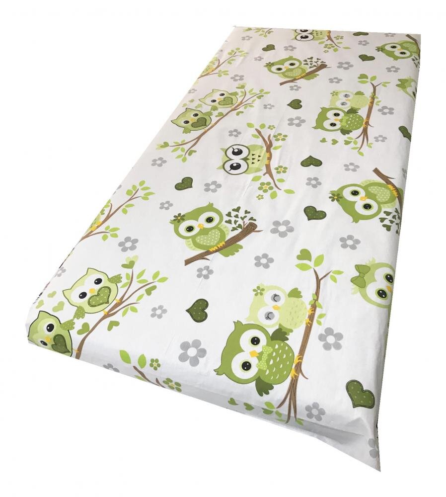 DESEDA Cearsaf cu elastic pe colt 140x70 cm Bufnite indragostite cu verde