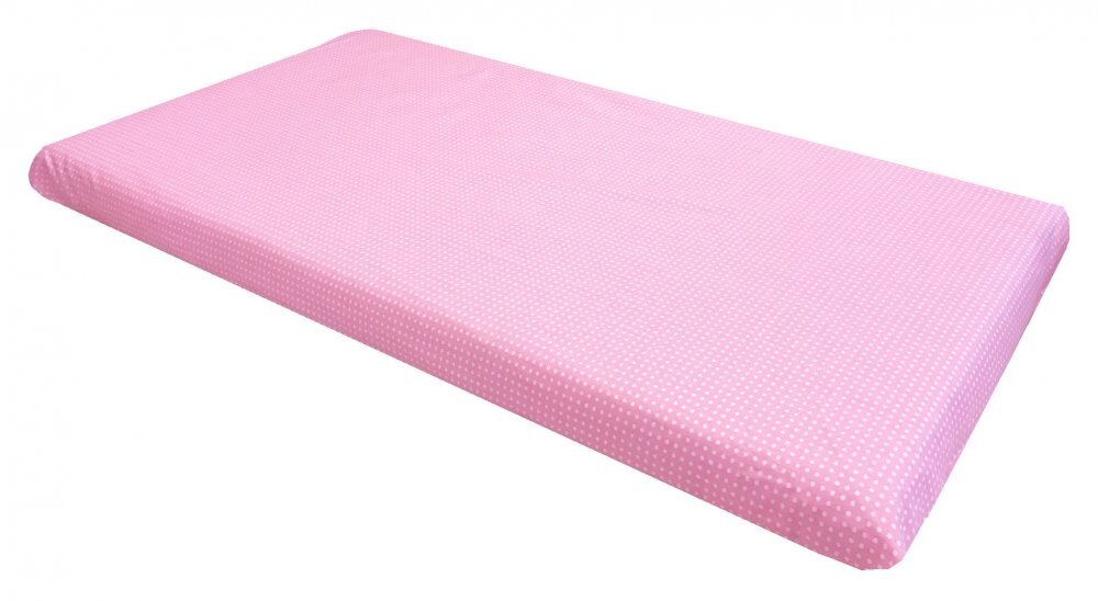 DESEDA Cearsaf cu elastic roata 120x60 cm Buline albe pe roz