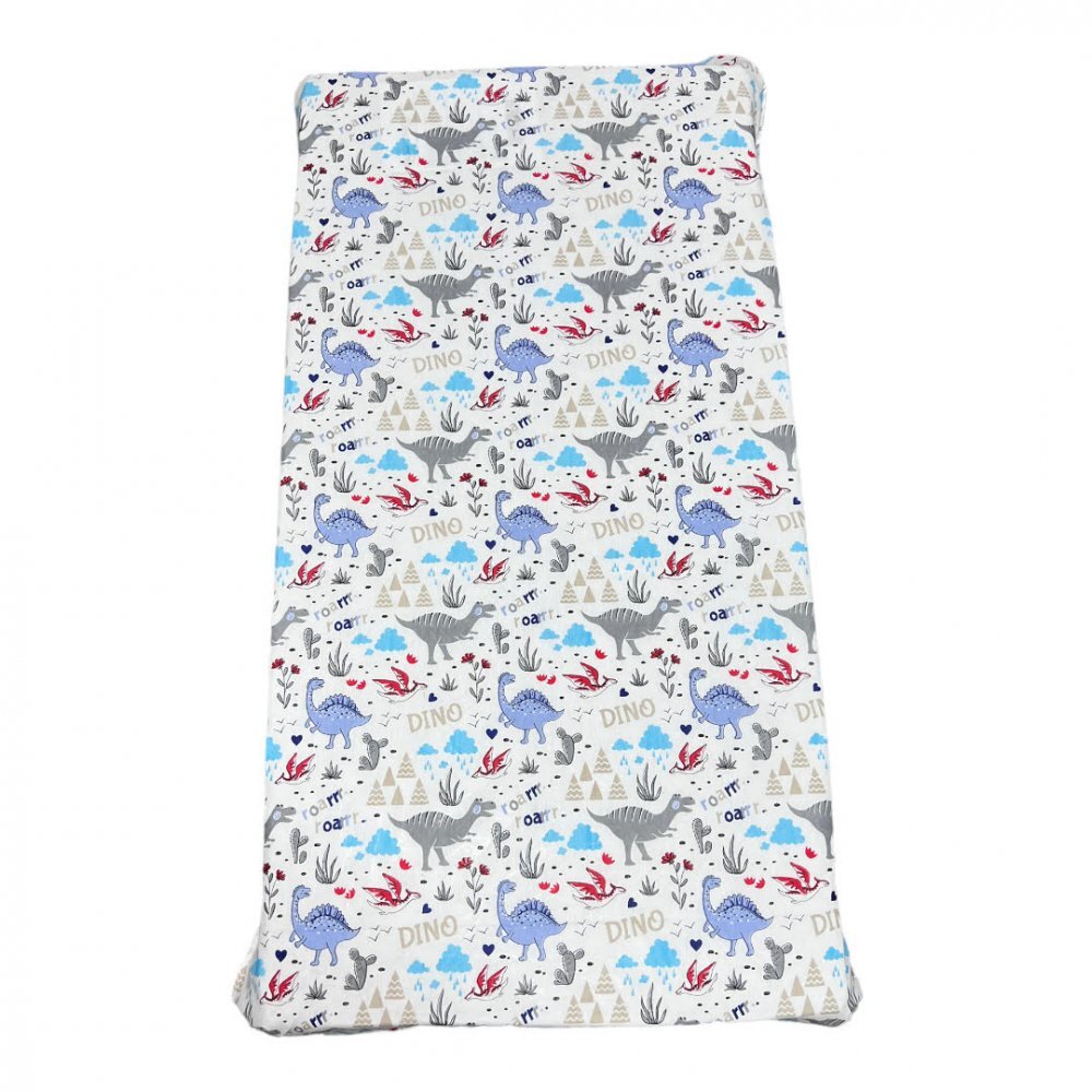 DESEDA Cearsaf cu elastic roata 120x60 cm Dinozauri gri