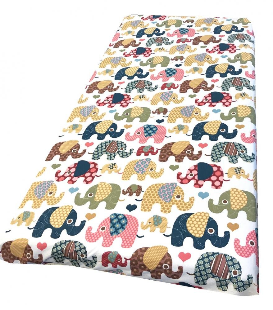 DESEDA Cearsaf cu elastic roata 120x60 cm Elefanti maro