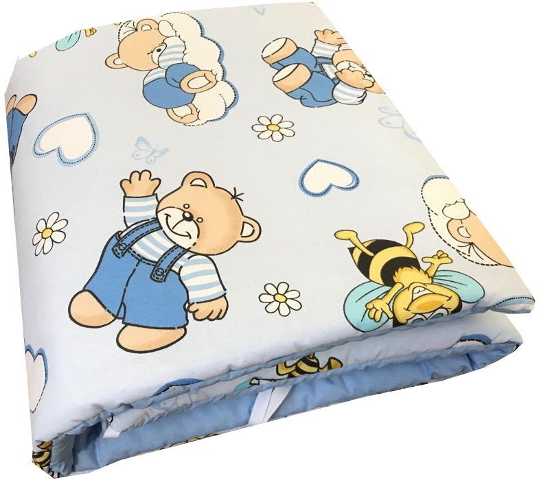 DESEDA Cearsaf cu elastic roata 120x60 cm Ursi cu albine pe albastru