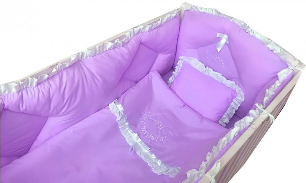 DESEDA Lenjerie de pat bebelusi brodata Fii binecuvantat ingeras 140x70 cm lila